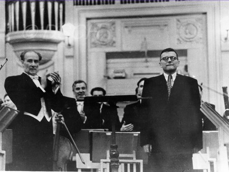 <p>Yevgeni Mravinsky and Dmitri Shostakovich on the s…</p>