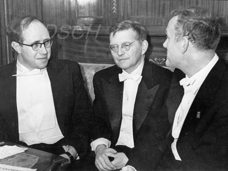<p>Mstislav Rostropovich, Dmitri Shostakovich, and Sv…</p>