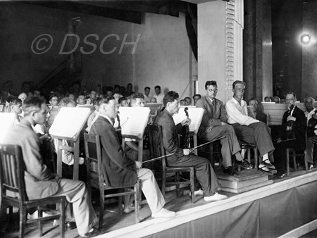<p>Shostakovich and Mravinsky with the Leningrad Phil…</p>