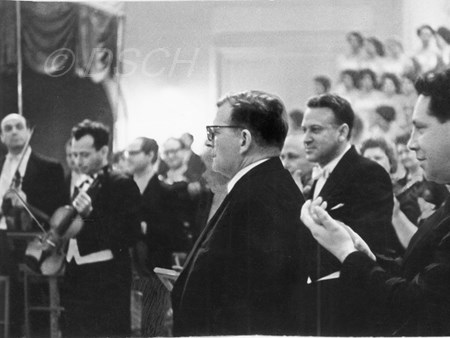 <p>Dmitri Shostakovich, Kirill Kondrashin, and Alexan…</p>