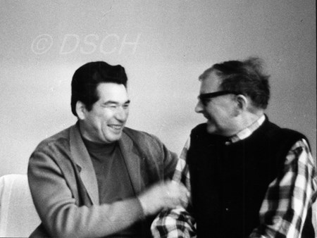 <p>Chinghiz Aitmatov and Dmitri Shostakovich in Barvi…</p>