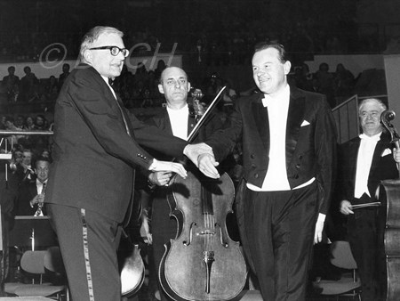 <p>Dmitri Shostakovich and Evgeni Svetlanov after the…</p>