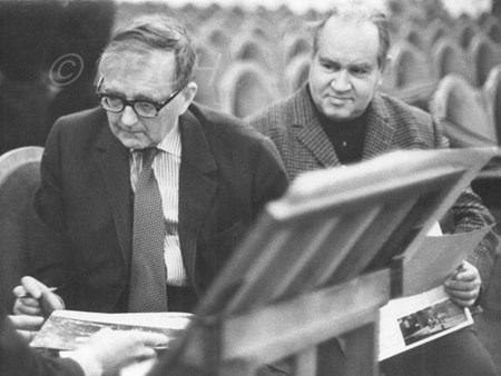 <p>With Maxim Shostakovich and David Oistrakh during …</p>