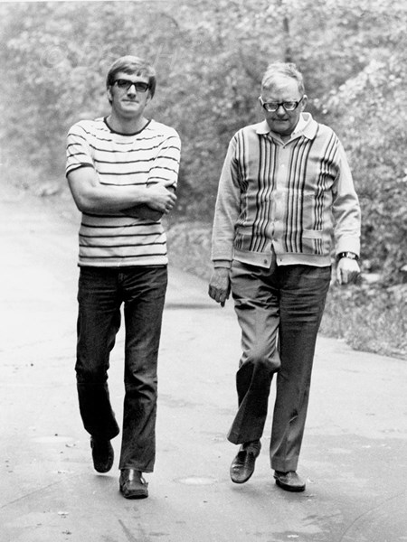 <p>Taking a walk with son Maxim Shostakovich. 1973.<br />Ph…</p>