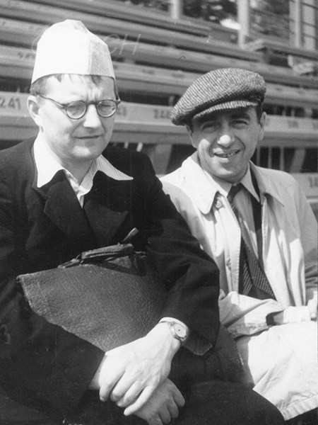 <p>At the stadium with Matvei Blanter. Mid-1950s.</p>