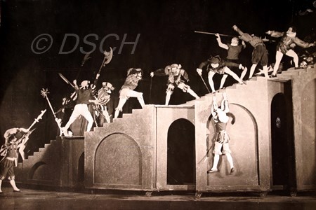 <p>Scene from the play “Hamlet” (1932) at the E. Vakh…</p>