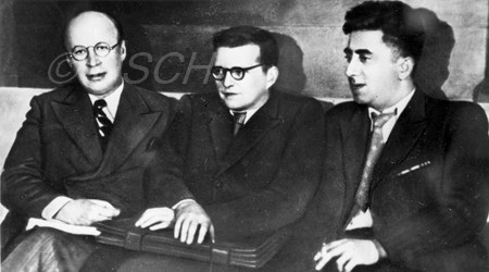 <p>Shostakovich, Prokofiev and Khachaturian in 1950-1…</p>