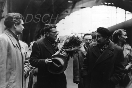 <p>Shostakovich at Berlin station on the day of arriv…</p>