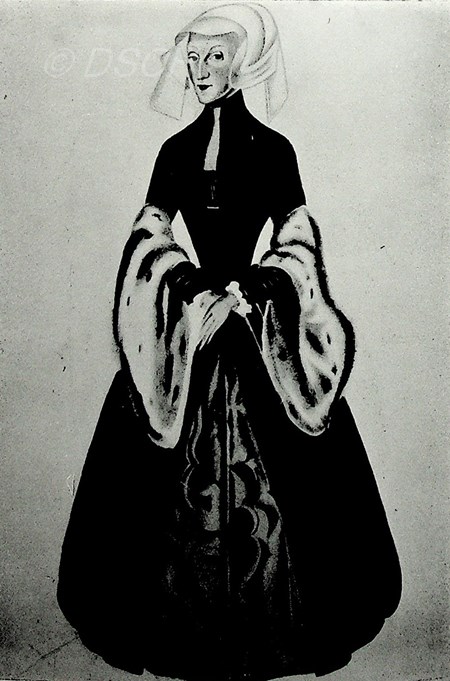<p>Costume sketch of Gertrude</p>